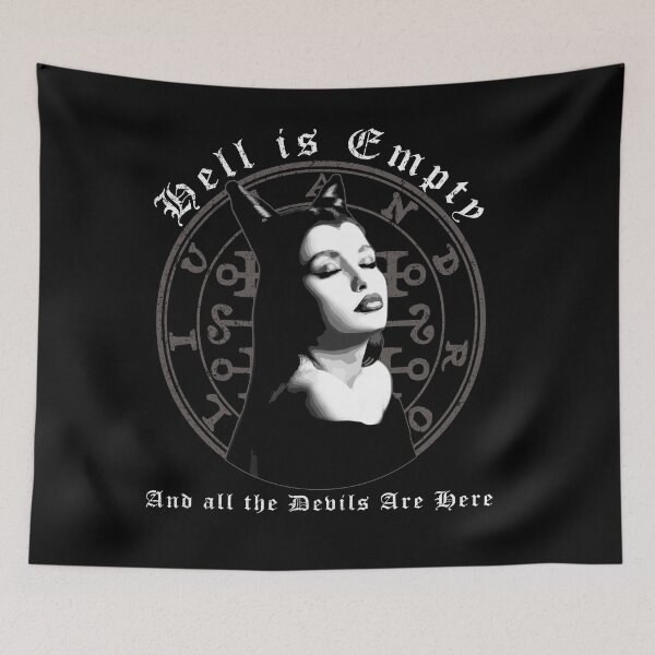 Aperçu de l'œuvre L’enfer est vide et tous les diables sont ici, Occulte, Citation gothique, Shakepeare, Witchcraft Design, Goth Girl, Cadeau occulte créée et vendue par Proverbial Wisdom Design.