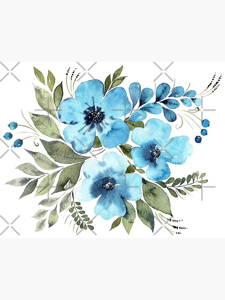 "Watercolor Bouquet In Light Blue Colors" Poster For Sale By RitaKo ...