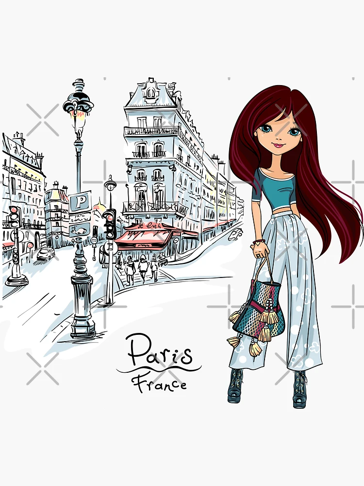 Paris Girl Aesthetic Stickers Graphic by ndutfrea · Creative Fabrica