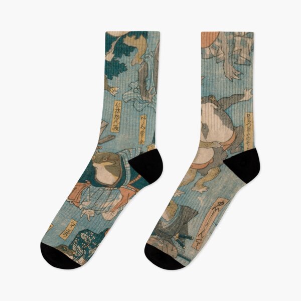 Item preview, Famous heroes of the kabuki stage played by frogs - 1875 Illustration designed and sold by retrochoose.