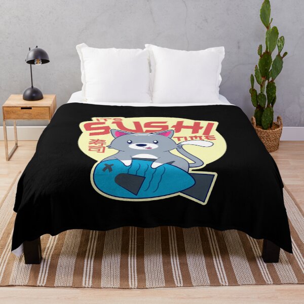 Item preview, Kawaii Cute Anime Cat Eating Kawaii Fish It's Sushi Time designed and sold by csaron92.