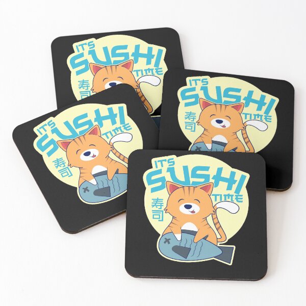 Item preview, Sushi Time Kawaii Cute Anime Cat Eating Kawaii Fish It's Sushi Time designed and sold by csaron92.