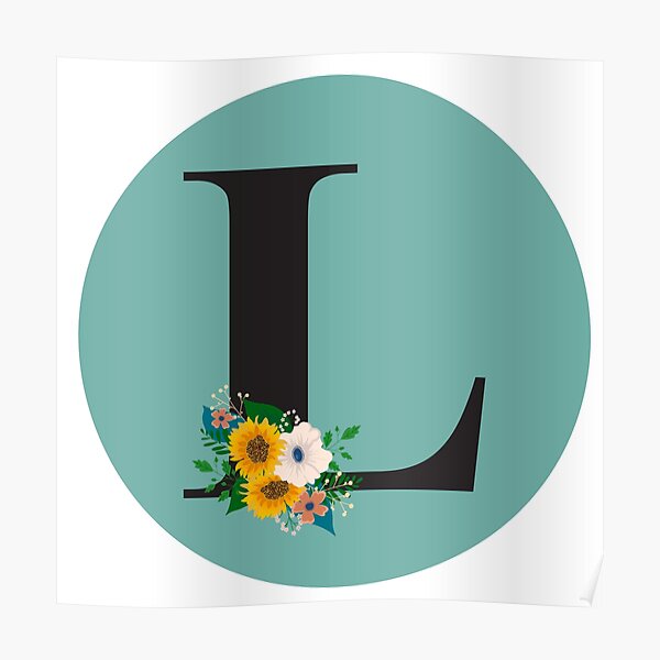 L Monogram Letter - Sunflower Design