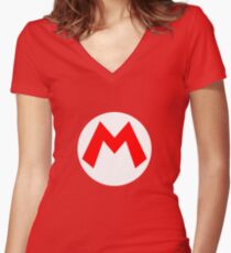 Mario Symbol Women's Fitted V-Neck T-Shirt