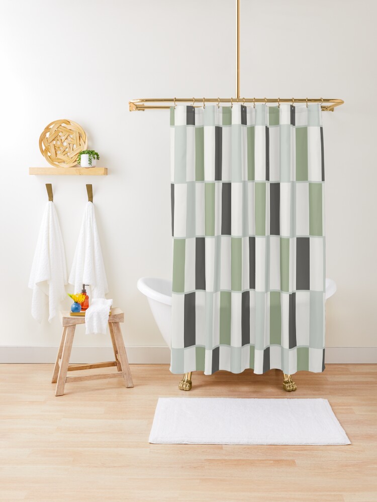 Nordic Shower Curtain Geometric Color Block Bath Curtains Bathroom