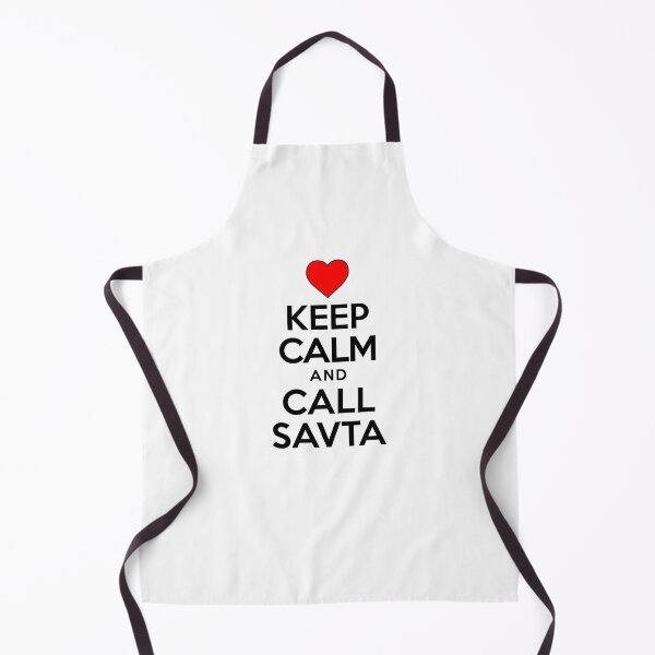 Keep Calm Call Savta Jewish Grandmother Cute Heart Apron