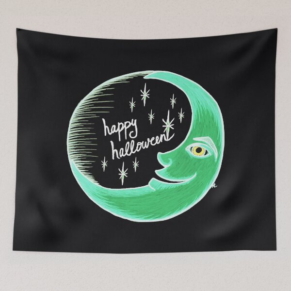 Item preview, Glowing Crescent Moon - Happy Halloween designed and sold by The White Bat.