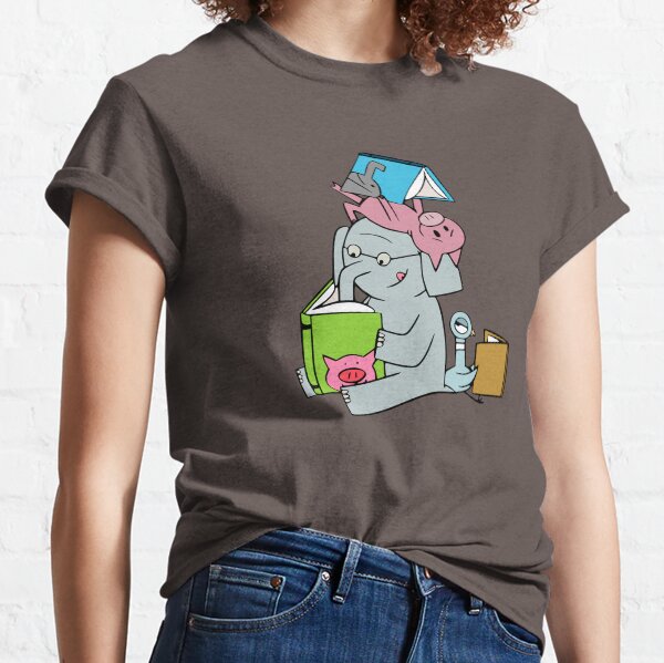 Elefant und Schweinchen lesen. Gerald und Schweinchen. Classic T-Shirt