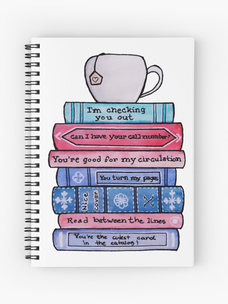 Watercolor Library Lovers Punny Books and Teacup&quot; Journal for Sale 