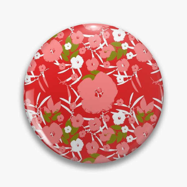 Item preview, Bold Blossoms - Coral, White and Green on Red designed and sold by AlteredAtelier.
