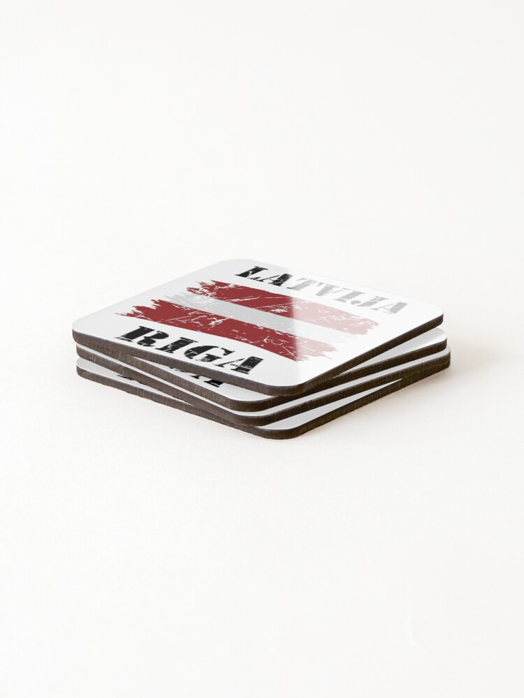 Thumbnail 4 of 5, Coasters (Set of 4), Latvia Riga Flag designed and sold by TrickyGraphics.