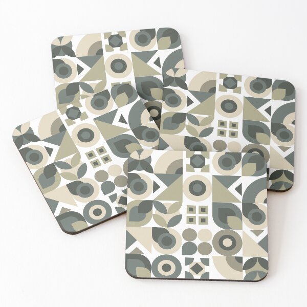 Item preview, Abstract Geometric Pattern in Greys and Green designed and sold by paperpark.