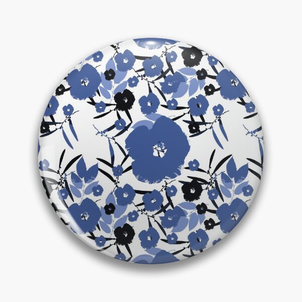 Item preview, Bold Blossoms - Blue and Black on White designed and sold by AlteredAtelier.