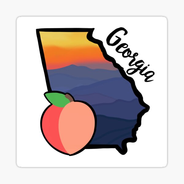"Blue Ridge Mountains and Peach" Sticker by CasArtBarn Redbubble