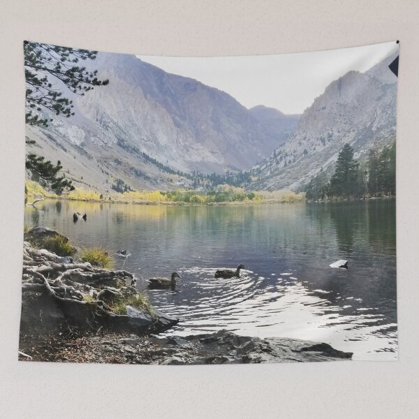 Item preview, Mammoth Lake Scenery with Mountains and Ducks Floating in the Lake designed and sold by Ilana Khoshsima.