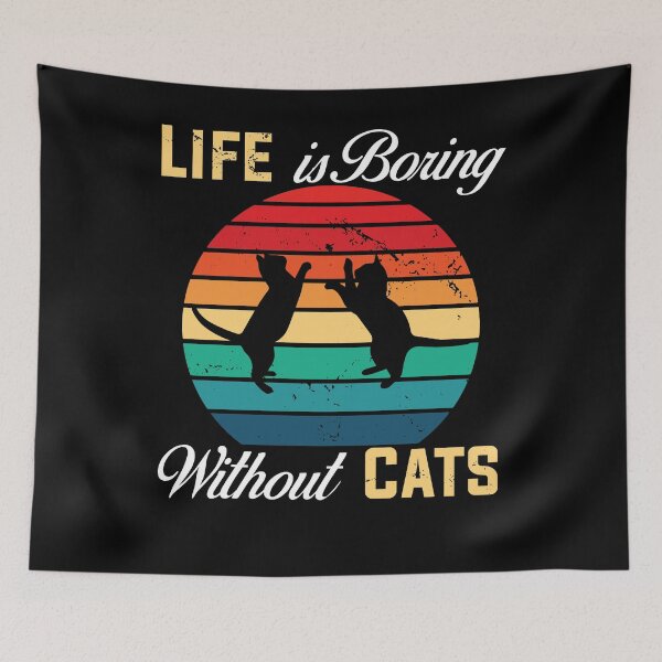 Item preview, Life Is Boring Without Cats Funny Cat Vintage Gift designed and sold by Shirtcutestore  ⭐⭐⭐⭐⭐.