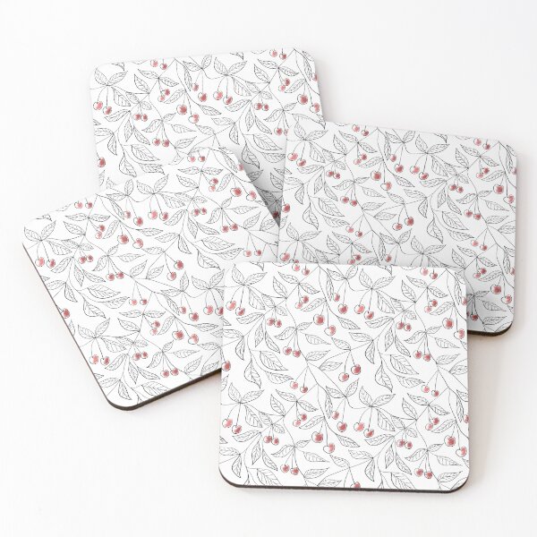 Item preview, Cherries and leaves hand drawn seamless pattern designed and sold by linagaiaart.