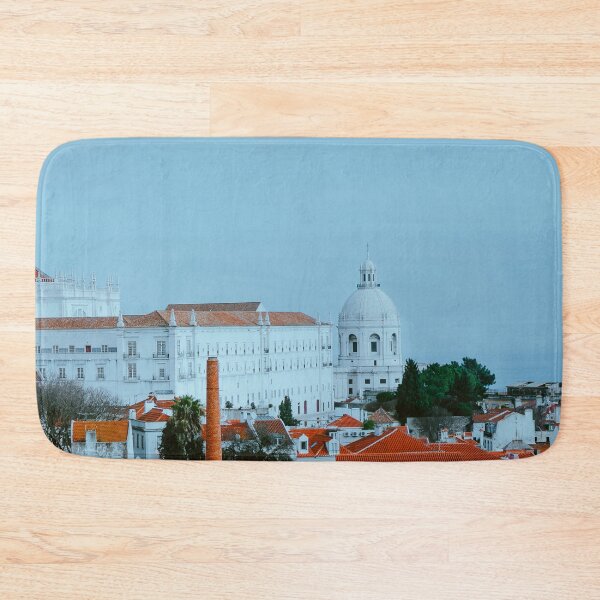 Item preview, Lisbon, view of Alfama old town district on cloudy day designed and sold by TravelDrone.
