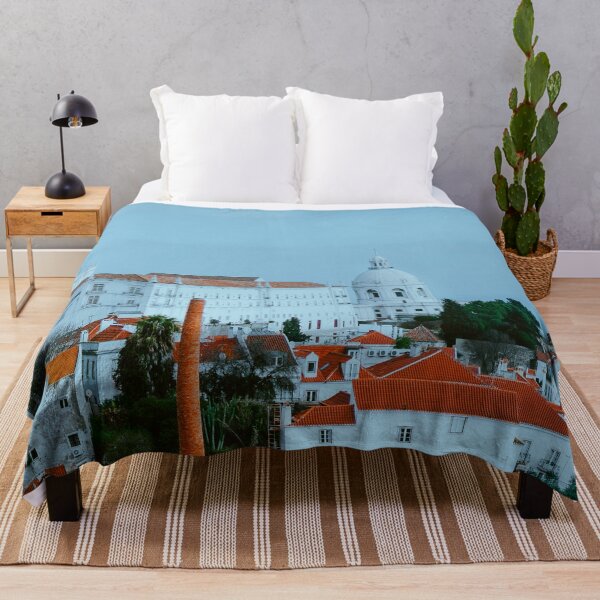 Item preview, Lisbon, view of Alfama old town district on cloudy day designed and sold by TravelDrone.
