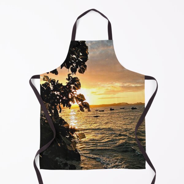 Item preview, Sunset Beach Bay Boats Seascape designed and sold by Anna Lemos.