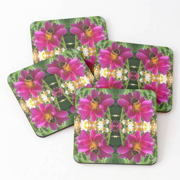 Item preview, Divine Botanical: Bumblebees Zinging through the Cerise Zinnias designed and sold by RoseAromas.