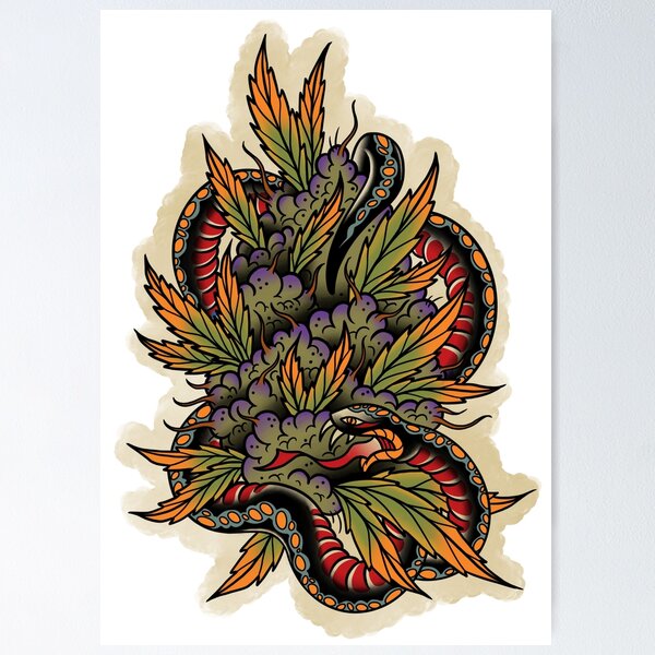 Item preview, Tattoo Style Design - Snake Bud  designed and sold by FackinSweet.