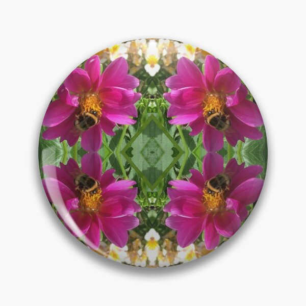 Item preview, Divine Botanical: Bumblebees Zinging through the Cerise Zinnias designed and sold by RoseAromas.