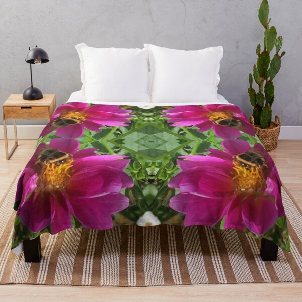 Item preview, Divine Botanical: Bumblebees Zinging through the Cerise Zinnias designed and sold by RoseAromas.