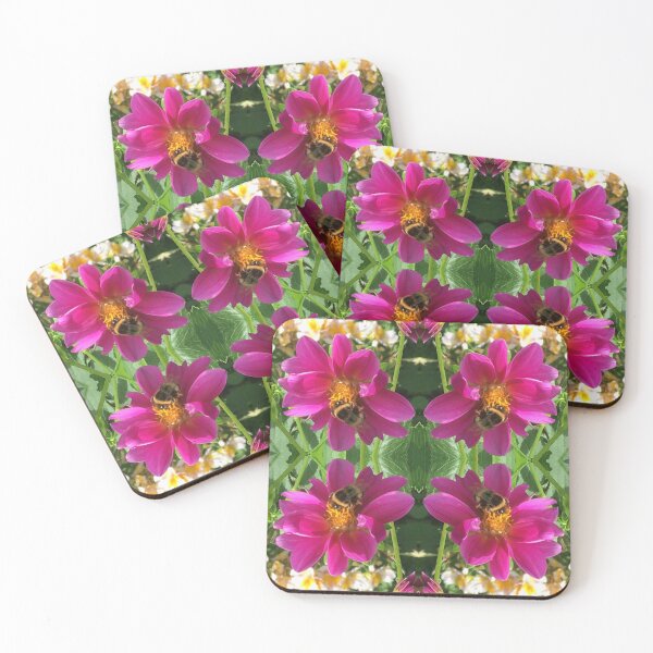 Item preview, Divine Botanical: Bumblebees Zinging through the Cerise Zinnias designed and sold by RoseAromas.