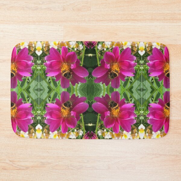 Item preview, Divine Botanical: Bumblebees Zinging through the Cerise Zinnias designed and sold by RoseAromas.