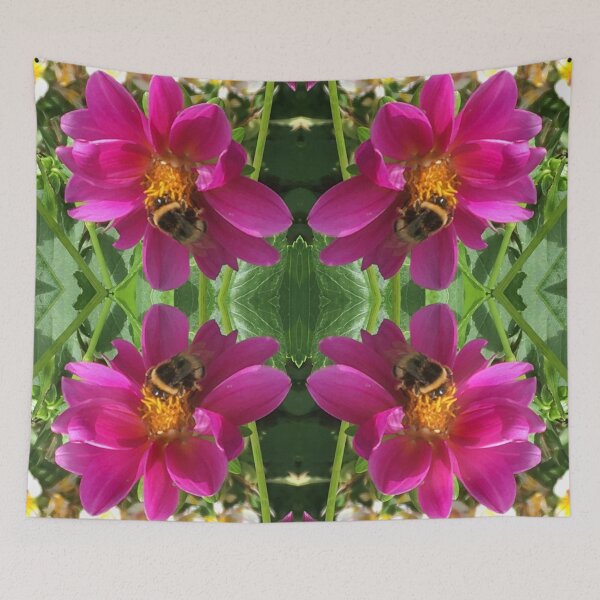 Item preview, Divine Botanical: Bumblebees Zinging through the Cerise Zinnias designed and sold by RoseAromas.