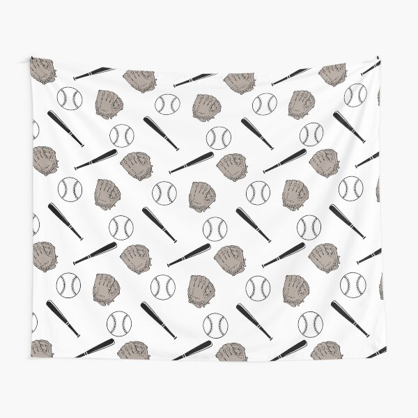 Baseball Pattern White Tapestry