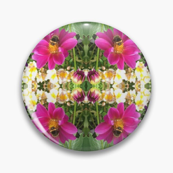Item preview, Divine Botanical: Bumblebees Zinging through the Cerise Zinnias designed and sold by RoseAromas.