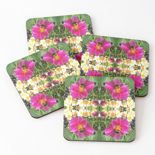 Item preview, Divine Botanical: Bumblebees Zinging through the Cerise Zinnias designed and sold by RoseAromas.