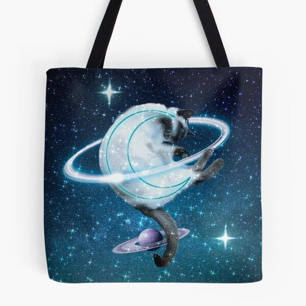 Item preview, Moon Cat Sleepy Neon Night Galaxy Milky Way Planet designed and sold by Jolly-Yosei.