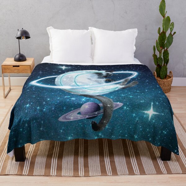Item preview, Moon Cat Sleepy Neon Night Galaxy Milky Way Planet designed and sold by Jolly-Yosei.