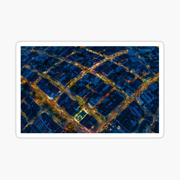 Night view of the UNESCO Heritage city of George Town Sticker