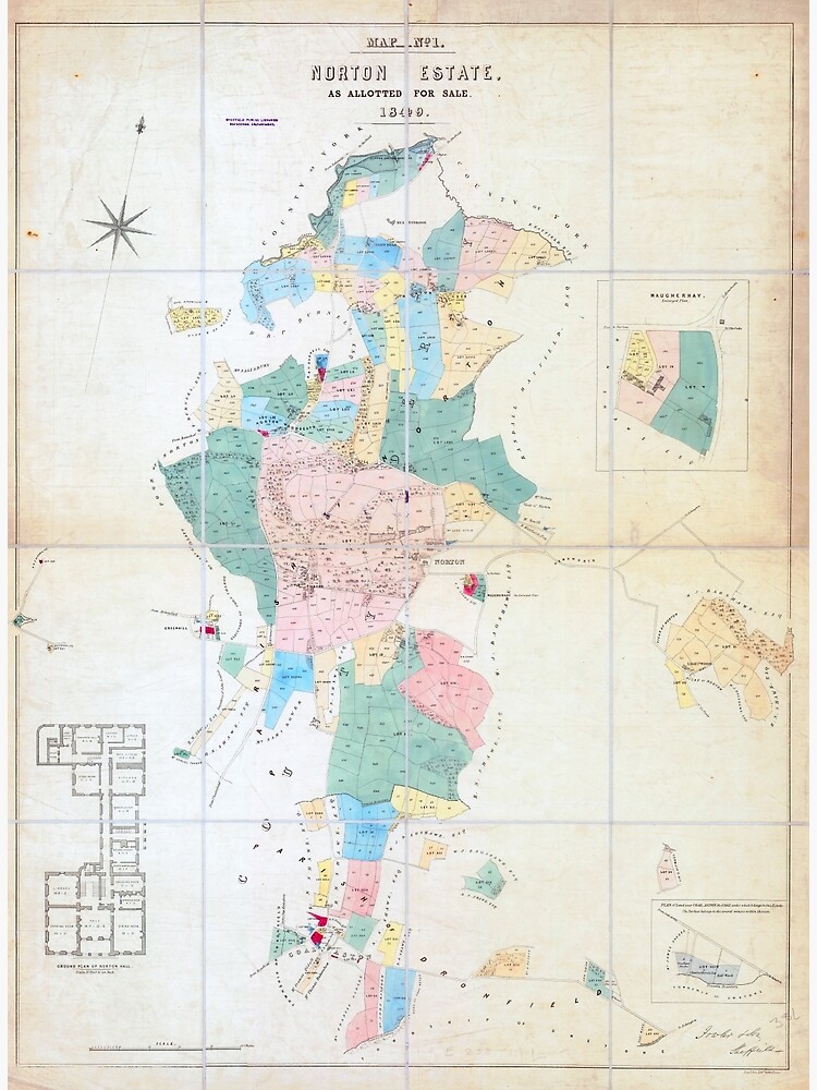 Plan Of Norton Derbyshire Sheffield 1849 Poster For Sale By   Flat,750x,075,f Pad,750x1000,f8f8f8.u3 