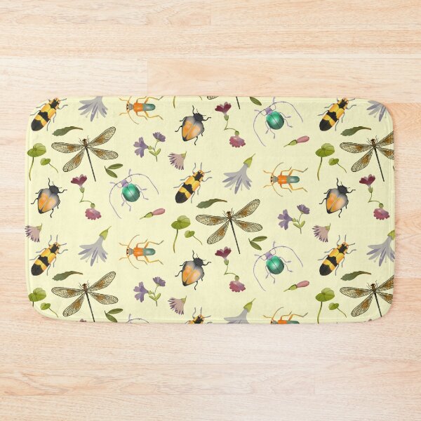 Item preview, Bugs / Beetles - Vintage Rainbow Bug and Plants Illustrations Pattern designed and sold by TheRainbowRoom.
