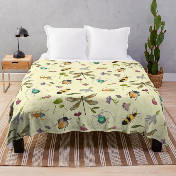 Item preview, Bugs / Beetles - Vintage Rainbow Bug and Plants Illustrations Pattern designed and sold by TheRainbowRoom.