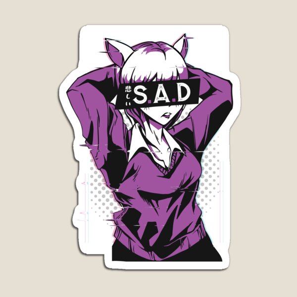 Anime Girl Sad Magnet for Sale by InsecurePuppet