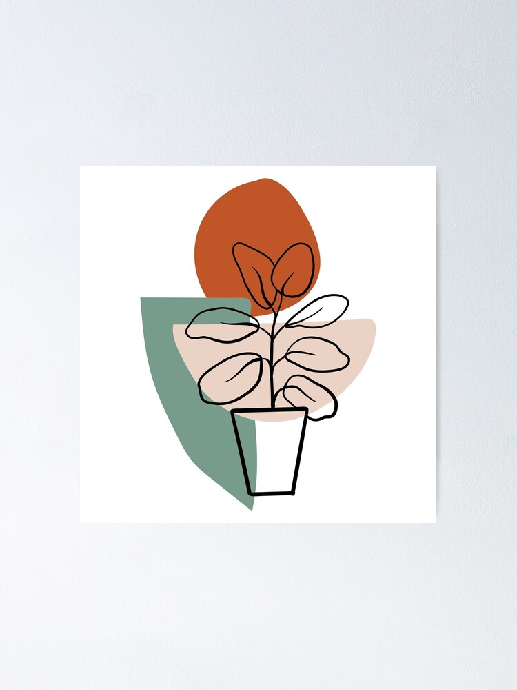 Póster «Boho Aesthetic Fiddle Leaf Fig - Sedona, Sage, Beige - fondo blanco»  de DesignLabMedia | Redbubble