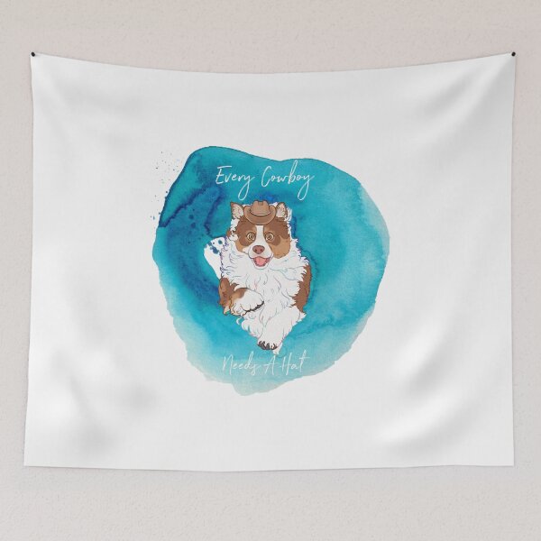 Item preview, Every Cowboy Needs A Hat! Red tri Australian shepherd designed and sold by Ivy Fox Illustration.