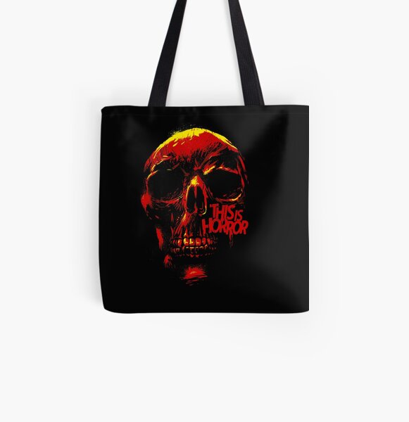 This Is Horror Classic Red on Black Skull All Over Print Tote Bag