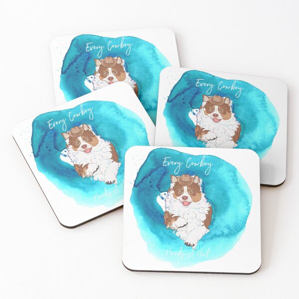 Item preview, Every Cowboy Needs A Hat! Red tri Australian shepherd designed and sold by Ivy Fox Illustration.
