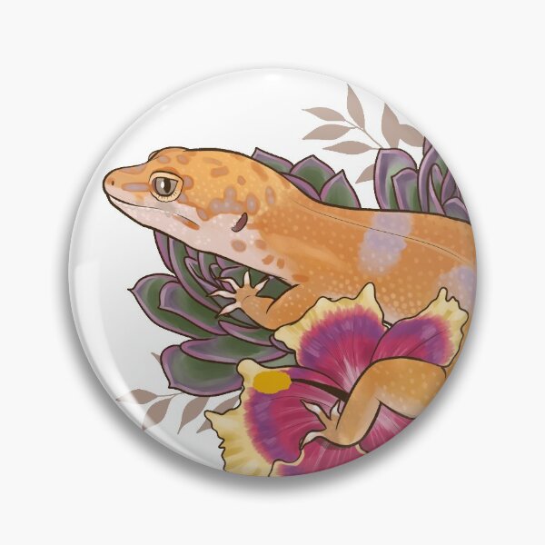 Item preview, Leopard Gecko with Succulents and Hibiscus designed and sold by Paige Penrose.