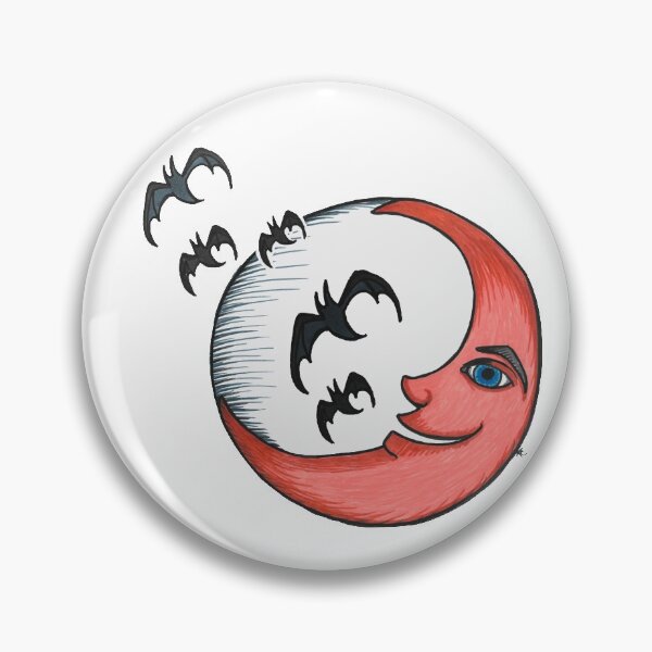 Item preview, Smiling Crescent Moon with Bats designed and sold by The White Bat.