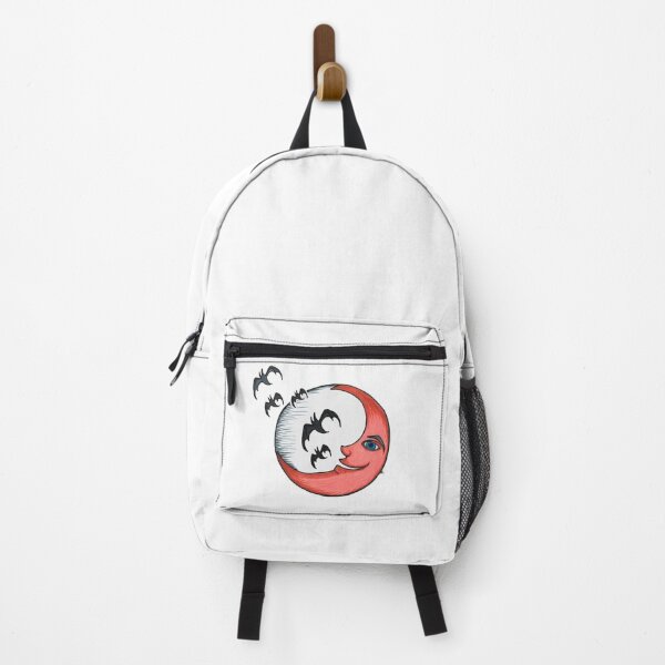 Item preview, Smiling Crescent Moon with Bats designed and sold by The White Bat.