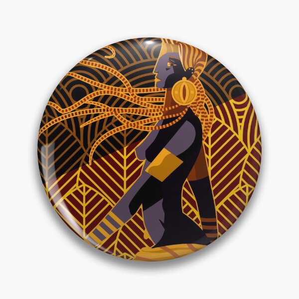 Item preview, african woman with long skirt and golden leaf decoration designed and sold by matintheworld ( delcarmat ).