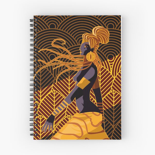 Item preview, african woman with long skirt and golden leaf decoration designed and sold by matintheworld ( delcarmat ).